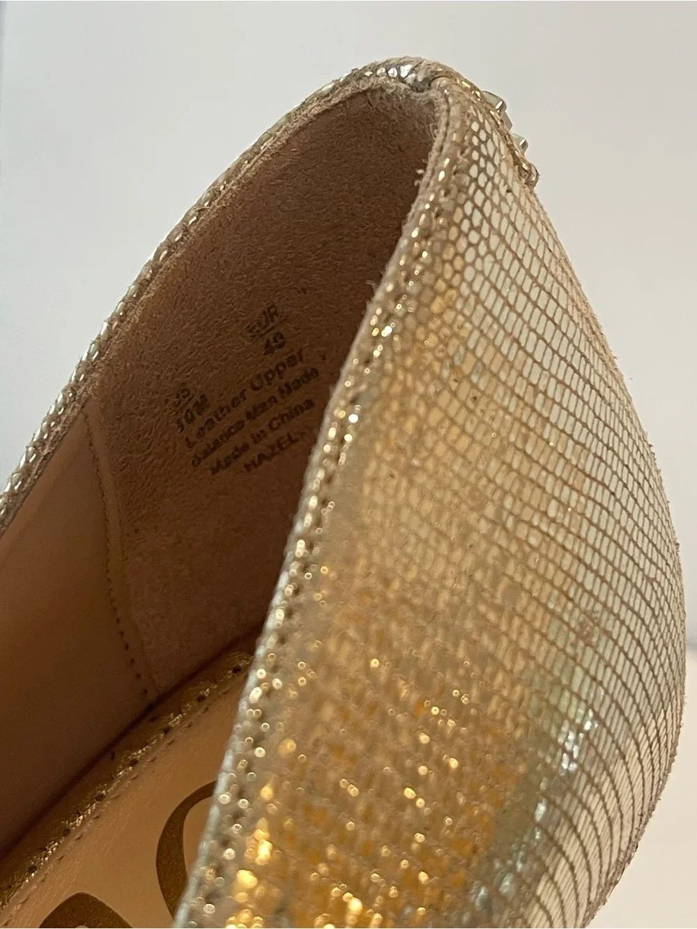 Sam Edelman Heels Pumps Pointed Toe Gold Metallic Size 10 M Leather Party Event